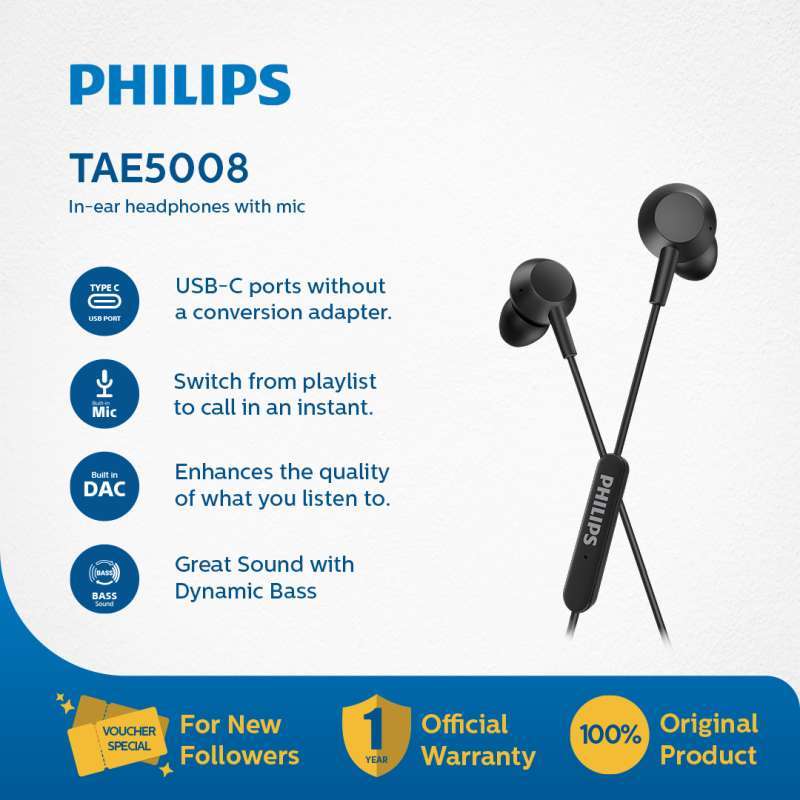 Philips TAE5008 In-ear Wired Earphone USB-C