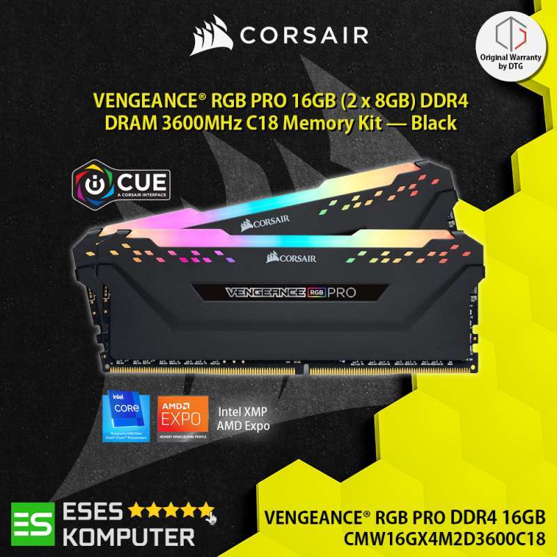 RAM Corsair Vengeance RGB PRO DDR4 16GB (2X8GB) 3600MHz CL18  CMW16GX4M2D3600C18