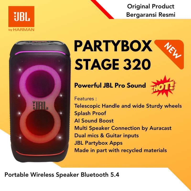 JBL PartyBox STAGE 320 Original 240w RMS Portable Wireless Speaker  Bluetooth Penerus PartyBox 310