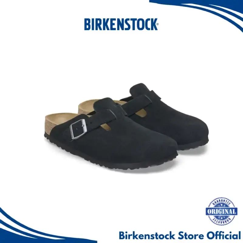 black suede birkenstock boston lux patent leather