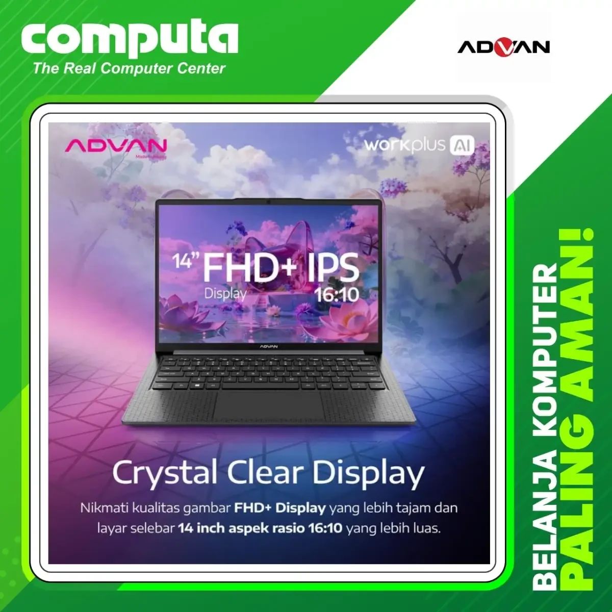 Computha Jual Advan Workplus Ai Amd Ryzen 7 255 Amd Radeon 780m 8gb 512gb 14 Fhd ...