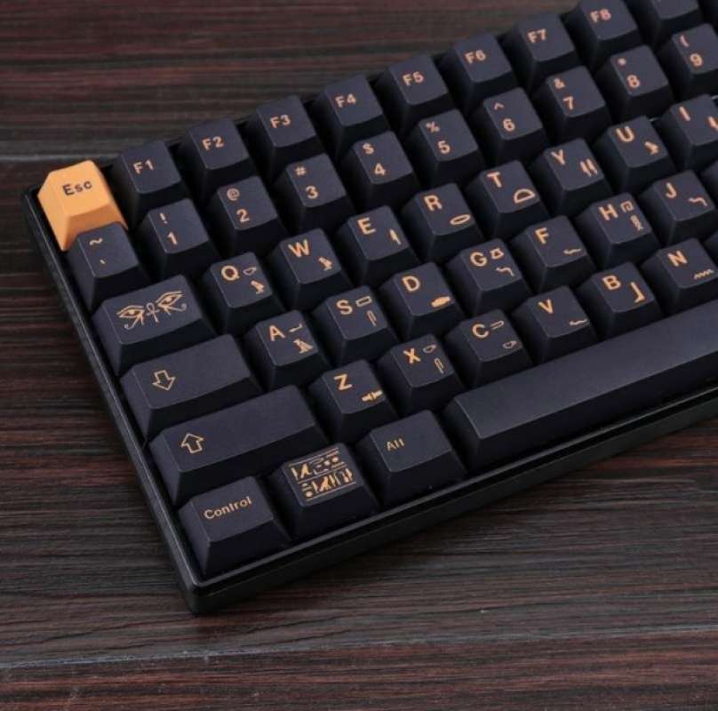 YMDK Dawn Theme Keycaps – 120 Tasten, PBT, Cherry Profil, Schwarz-Gold, Für Mechanische Tastatur