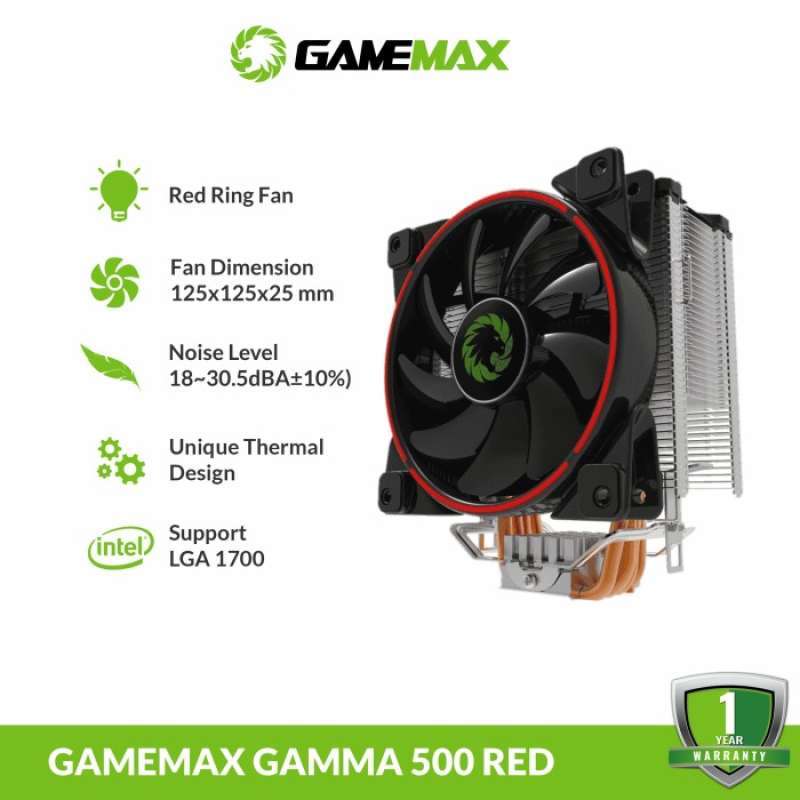 Promo GameMax GAMMA 500 Red CPU Air Cooler Diskon 23% di Seller Ulita ...