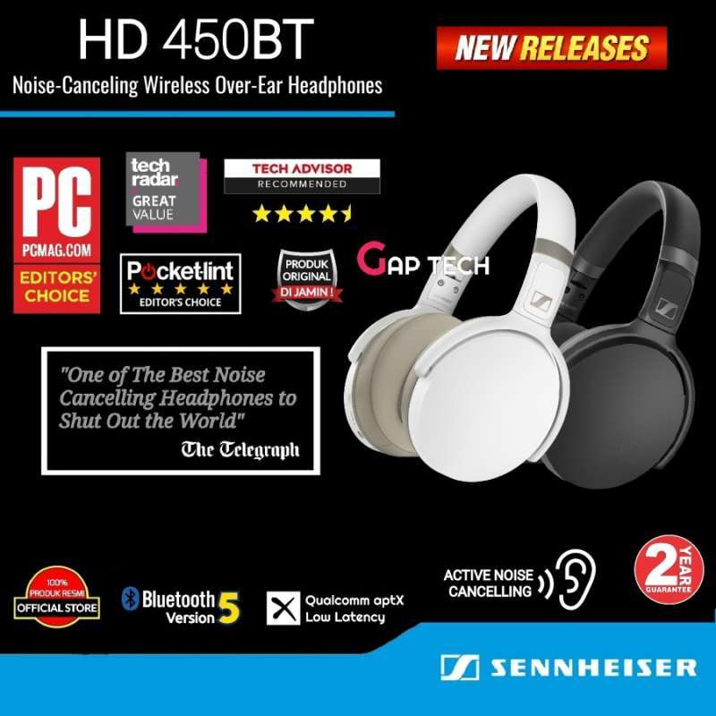 Jual Sennheiser HD 450BT / HD450BT NoiseCanceling Wireless Headphones