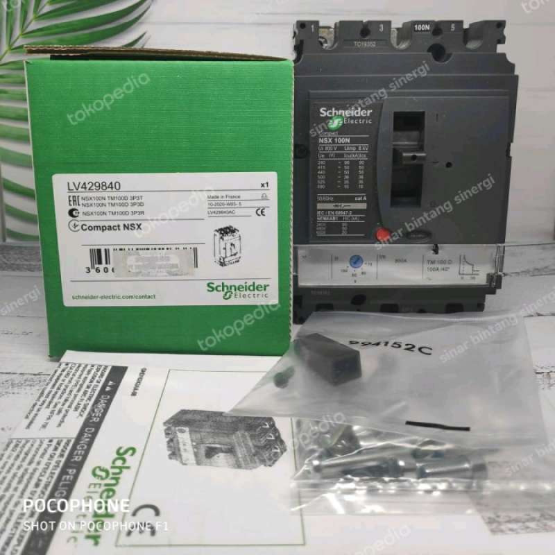 Promo MCCB Schneider NSX100N 3x100A LV429840 NSX 100 N 3P 100A TM100D ...