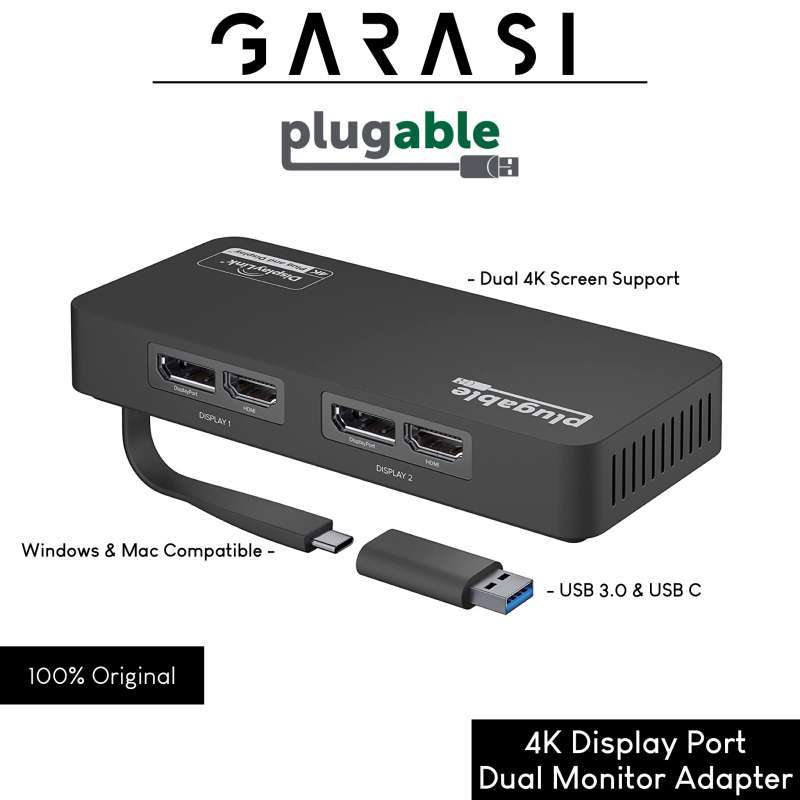 Promo Plugable 4K DisplayPort HDMI Dual Monitor Adapter Macbook Pro m1 m2 Diskon 25 di Seller