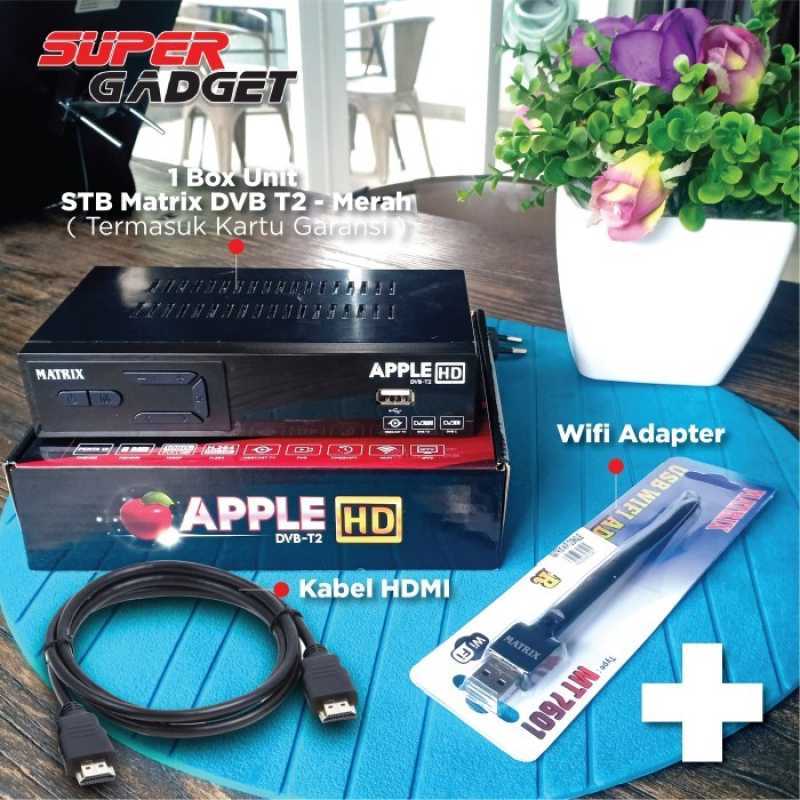 Promo Set Top Box Matrix Apple DVBT2 STB Antena TV Digital Wifi Merah