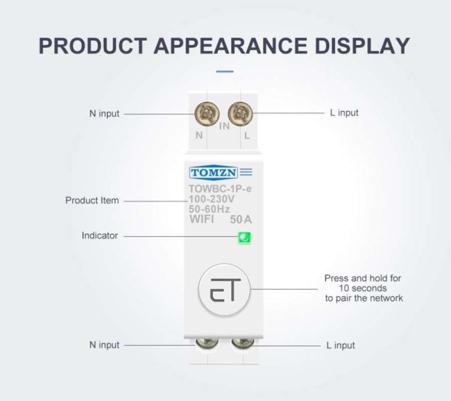 Promo Ewelink Wifi 1 Phase On-off Switch Breaker 32a 220vac Din Rail ...