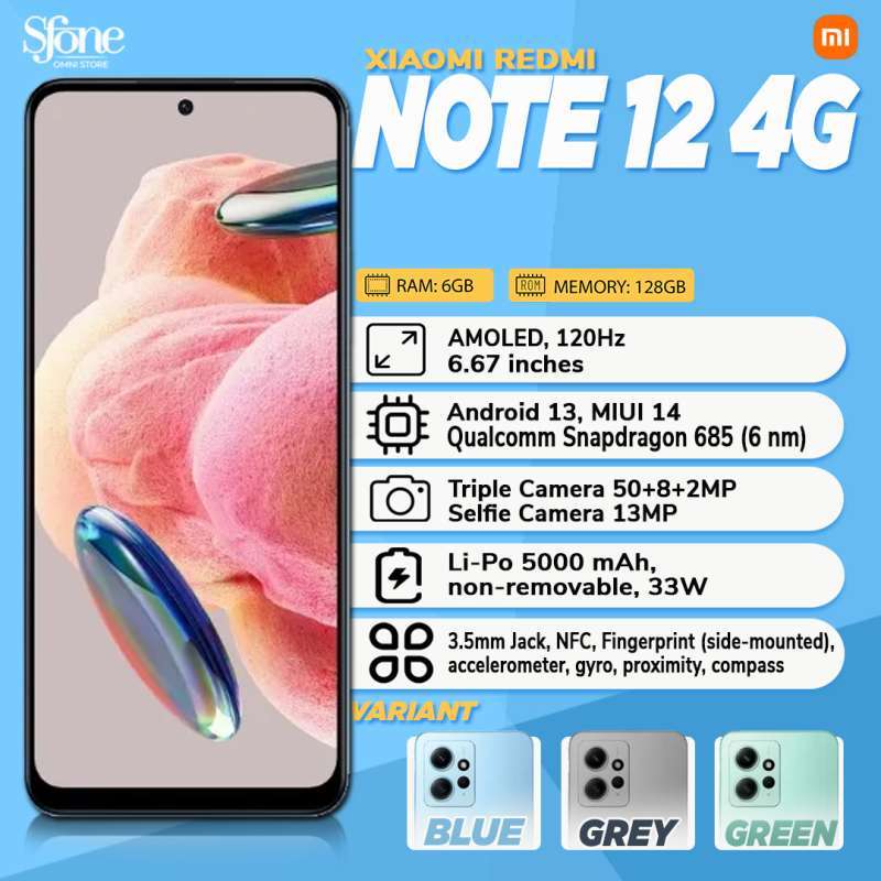 Promo Xiaomi Redmi Note 12 6/128 Ram 8GB Internal 128GB Garansi Resmi ...