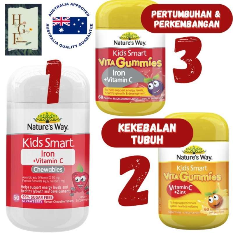 Promo Nature'S Way Kids Smart Iron + Vitamin C 50 Capsules Diskon 23