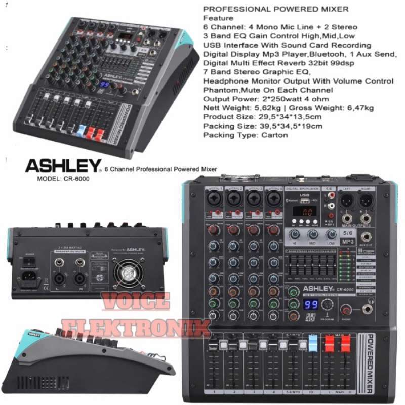 Jual Power Mixer Ashley Cr 6000 Original Mixer 6channel Bluetooth Di