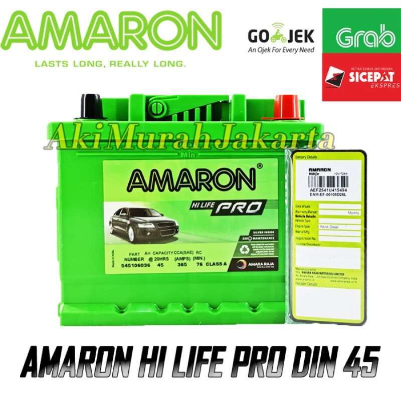 Jual Aki Mobil Ford Fiesta Din 45 Amaron Hi-life Duro 12v 45ah Aki