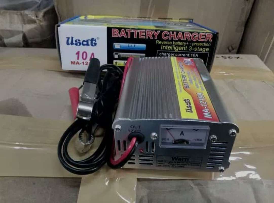 Promo charger accu aki 12v 10a automatic battery charger Merk USAT