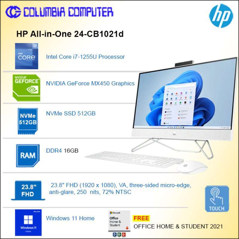 Jual Hp Allinone 24cb1021d I71255u 16gb 512gb Mx450 Win11+ohs Di
