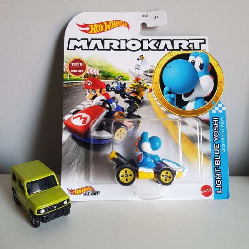 Promo Hot Wheels Mario Kart LightBlue Yoshi Standard Kart Hw Mariokart
