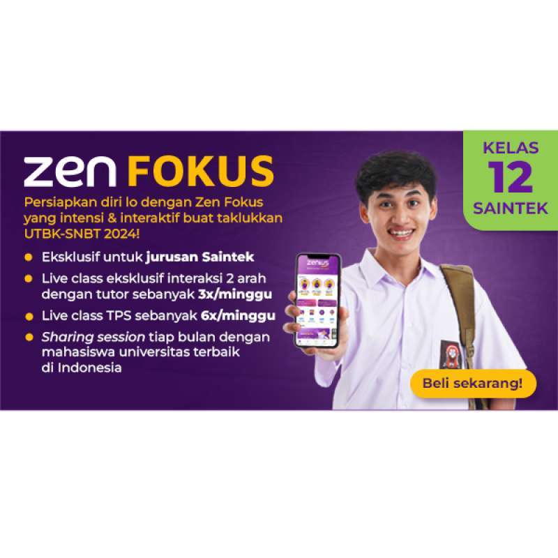 Promo ZENIUS - ZEN FOKUS KELAS 12 SAINTEK Diskon 10% di Seller Zenius ...