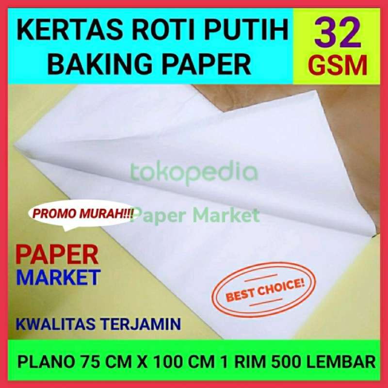 Paper Baking Roti Jual Kertas Roti Putih Baking Paper 75cm X 100cm 1 Rim 500 Lembar 32 ...