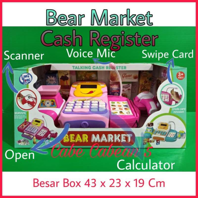 Jual mainan kasir kasiran besar cash register bear market swalayan di
