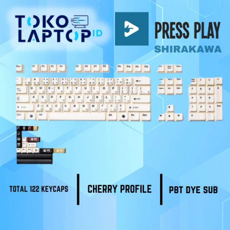 Promo Press Play Shirakawa PBT Dye Sub Keycaps Set 122 Keys Japanese ...