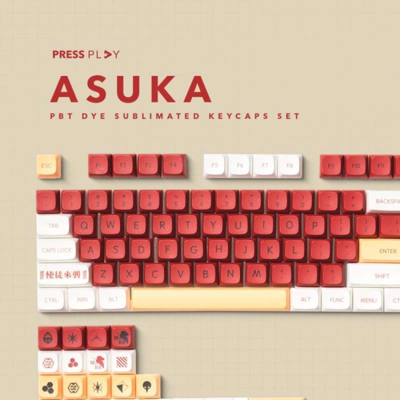 Promo Asuka EVANGELION PBT Dye Sub Keycaps Mechanical Keyboard Diskon ...
