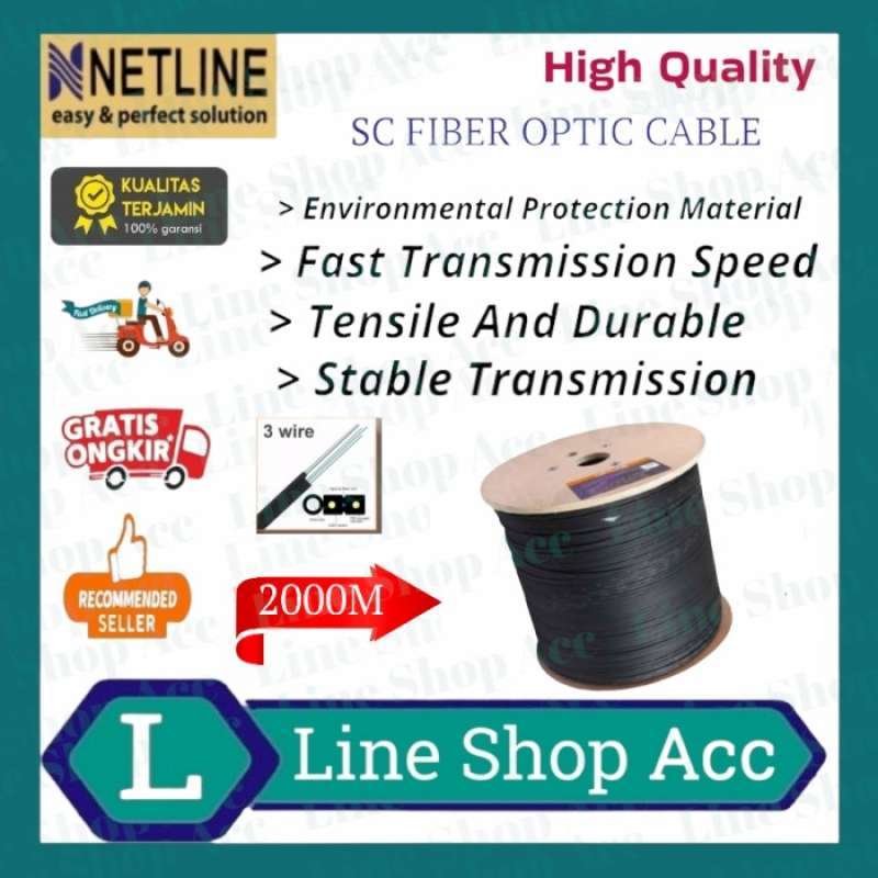 Promo Kabel Fiber Optik 2000 Meter Ftth Drop Cable Sc Fiber Optic ...