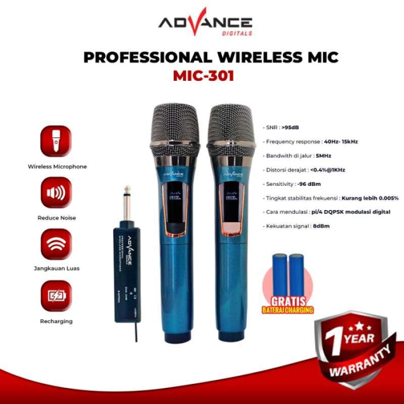 Promo Advance Double Digital Mic Wireless Microphone Metalic MIC301