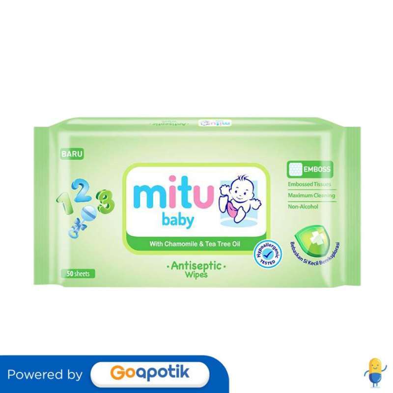 Jual MITU BABY ANTISEPTIC WIPES REFRESHING LIME PACK 50 SHEET di Seller ...