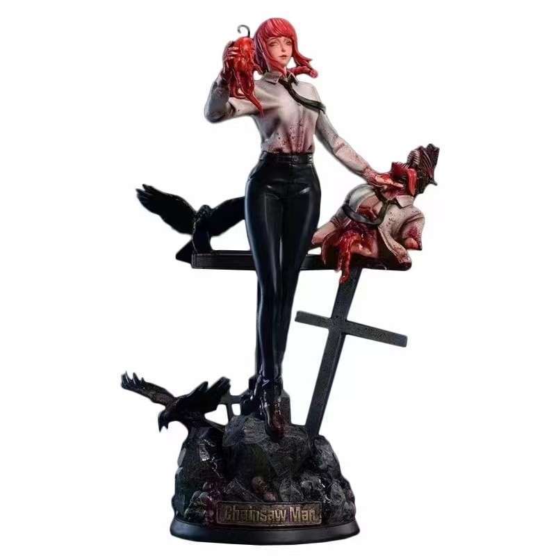 Figurine Chainsaw Man – Denji Et Makima – 38cm – Bustes Interchangeables – 2023