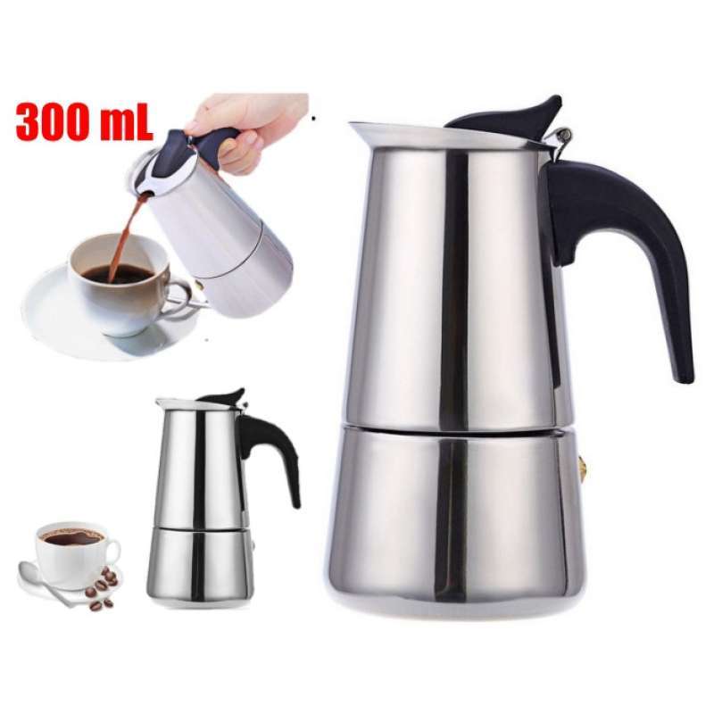 Promo Teko Espresso Coffee Maker Moka Pot Stovetop Filter 300ml (6 Cups