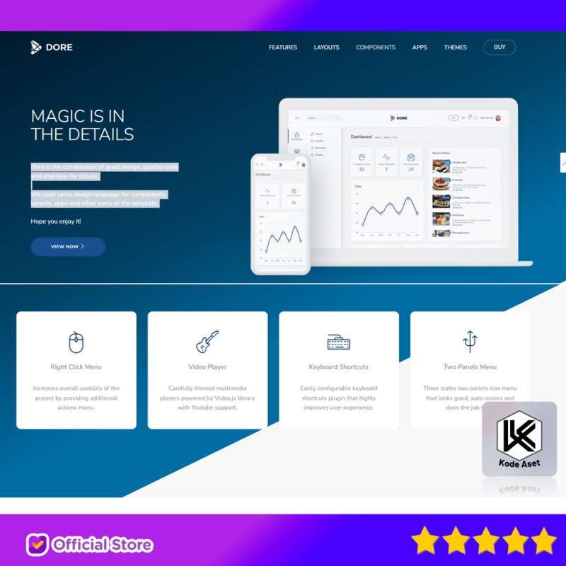 Jual Dore Jquery - Bootstrap 4 Admin Template By Kodeaset Di Seller ...