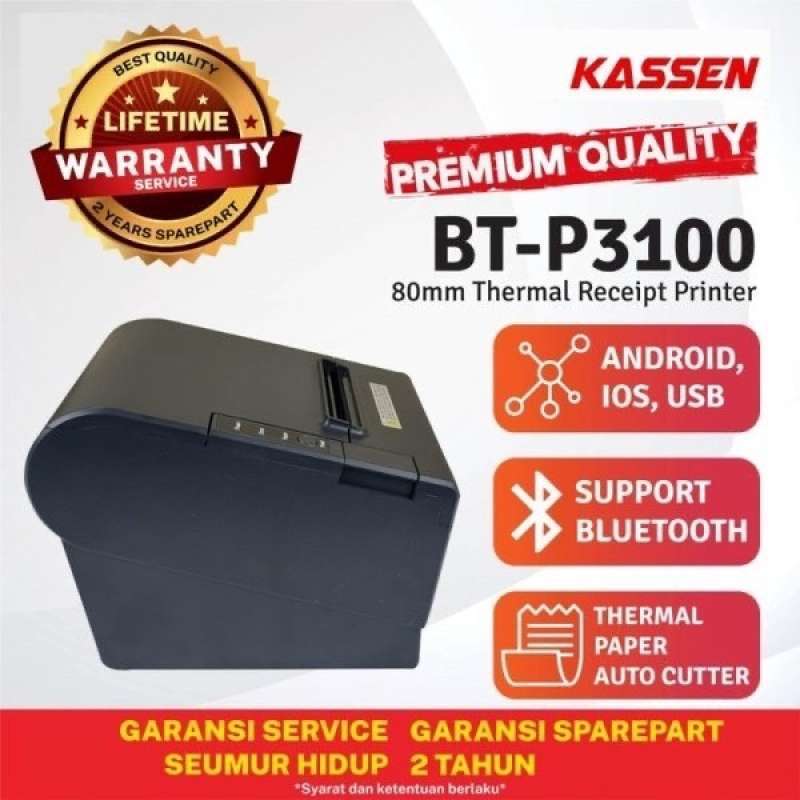 Jual Printer Thermal 80mm Kassen Bt-p3100 Usb Bluetooth Autocutter Di ...