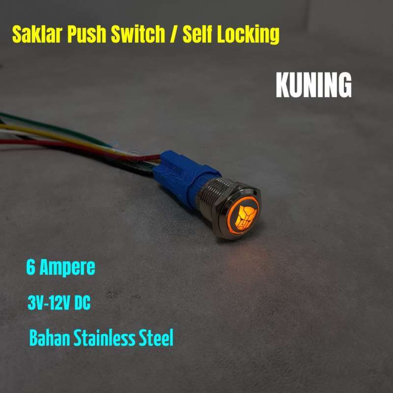 Jual Saklar Stainless LED Tombol On Off Besi Push Button Switch ...