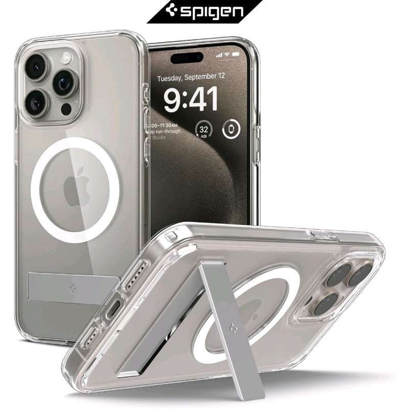 Jual Case iPhone 15 Pro Max Spigen Ultra Hybrid S Clear Stand Armor