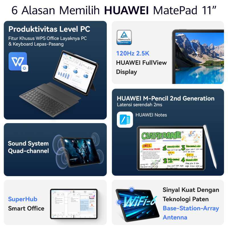 HUAWEI MatePad SE 11″ Tablet, 6 GB + 128 GB, design unibody in metallo di alta qualità, display Eye Comfort FullView, batteria 7700 mAh, altoparlante 4 vie, Wi-Fi, Bluetooth, Nebula Gray