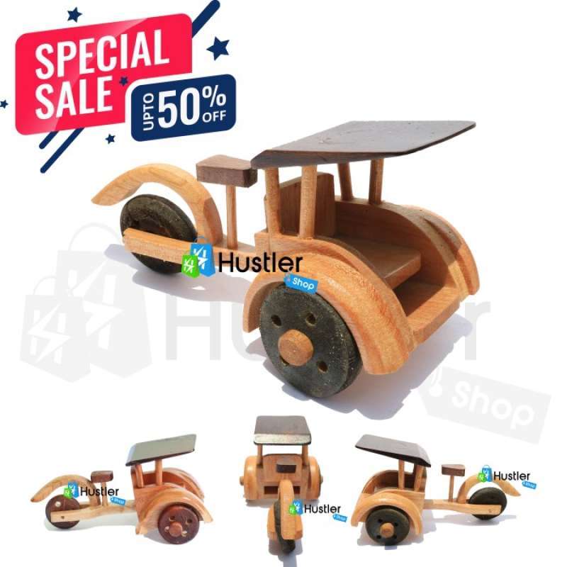 Promo HIASAN MINIATUR BECAK KAYU UKURAN BESAR PAJANGAN MEJA KOLEKSI