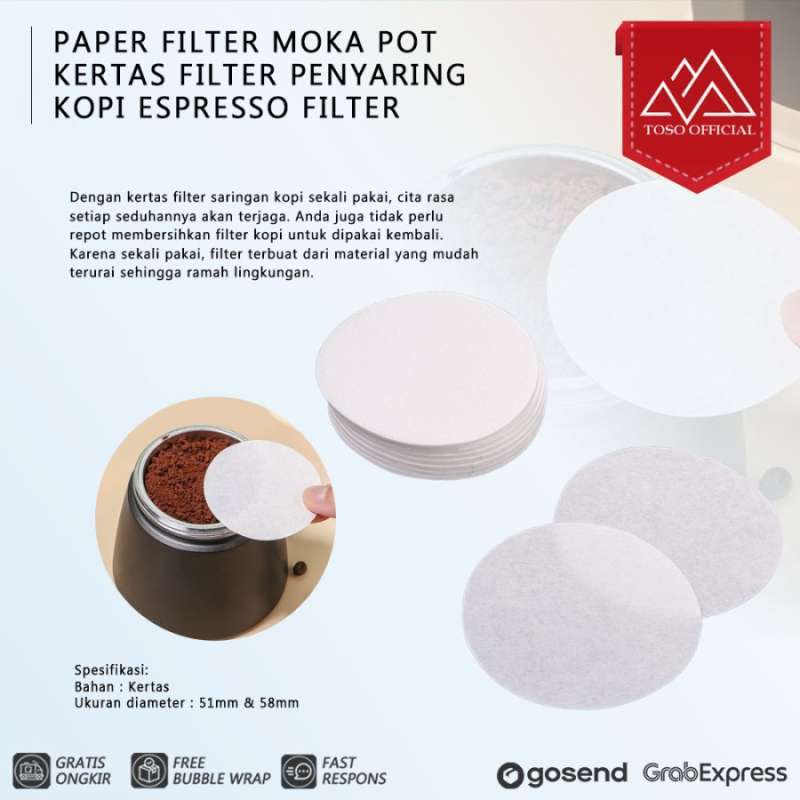 Promo PAPER FILTER MOKA POT KERTAS PENYARING KOPI 100 PCS ESPRESSO