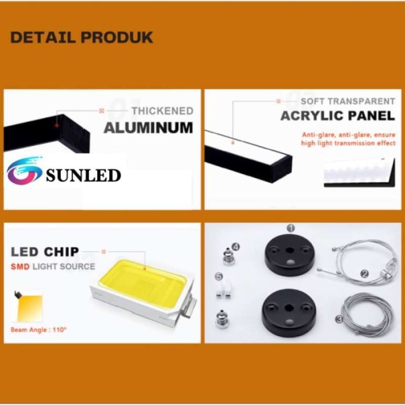 Promo LAMPU BALOK LED 36W Kantor Office PLAFON GANTUNG TL LED SUNLED ...
