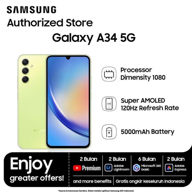 Jual Samsung Galaxy A34 5g 8/256gb - Lime Di Seller Samsung - Mhi ...