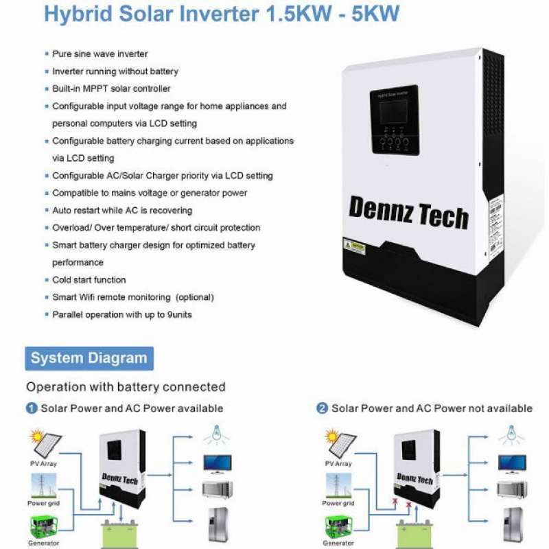 Promo Solar Hybrid Off Grid Inverter 5000w 5000va 48v Pararel - Hitam ...