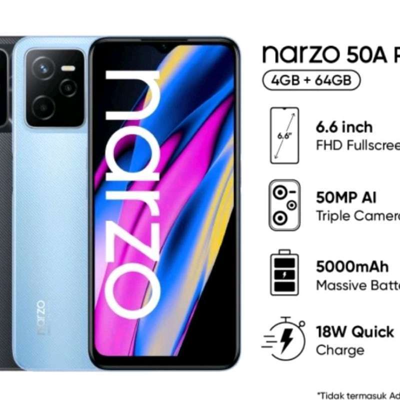 Promo Realme Narzo 50a Ram 4/128 Gb Garansi Resmi - 4/64 Gb Flash Black ...