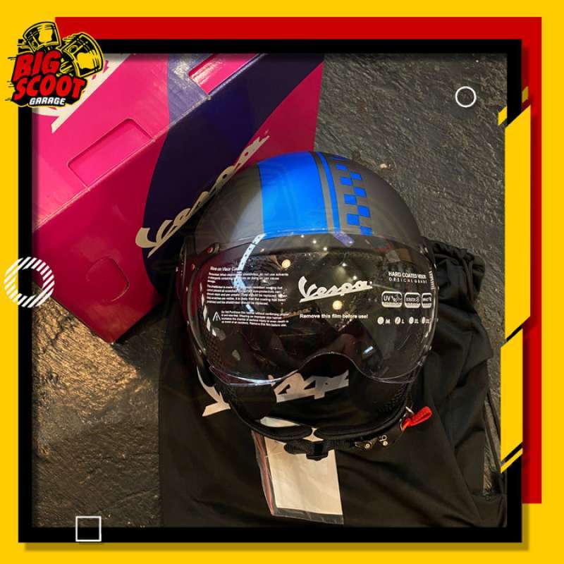 Jual Helmet Helm Original Vespa Sporty Blac Strip Blue Di Seller Diamond Care - Wijaya Kusuma, Kota Jakarta Barat | Blibli Jual Helmet Helm Original Vespa Sporty Blac Strip Blue Di Seller Diamond Care - Wijaya Kusuma, Kota Jakarta Barat | Blibli