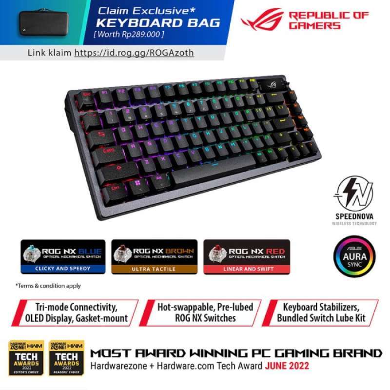 Jual ASUS ROG Azoth 75 Wireless DIY Custom Gaming Keyboard - ROG NX ...