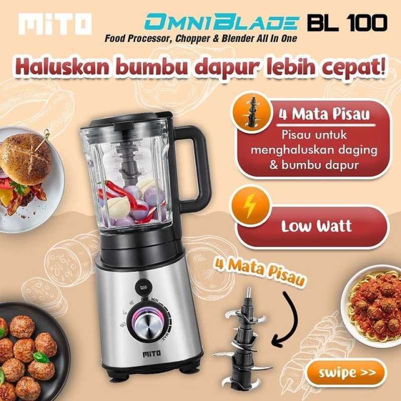 Promo Mito Food Processor Dan Blender Bl 100 / Bl100 Omni Blade New