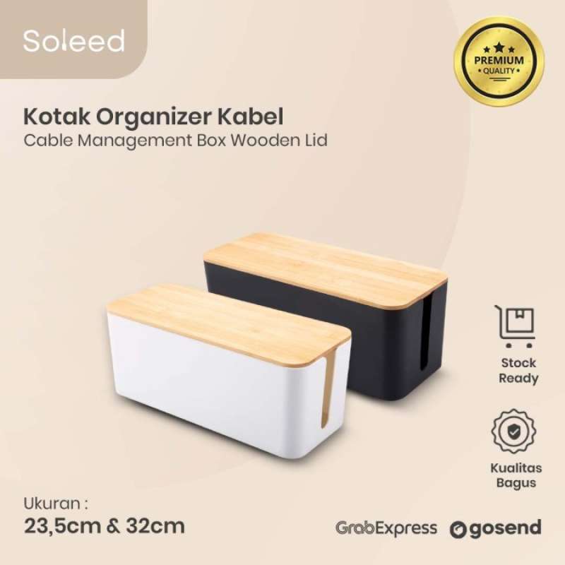 Promo Kotak Organizer Kabel Charger Cable Management Box Tutup Bambu ...
