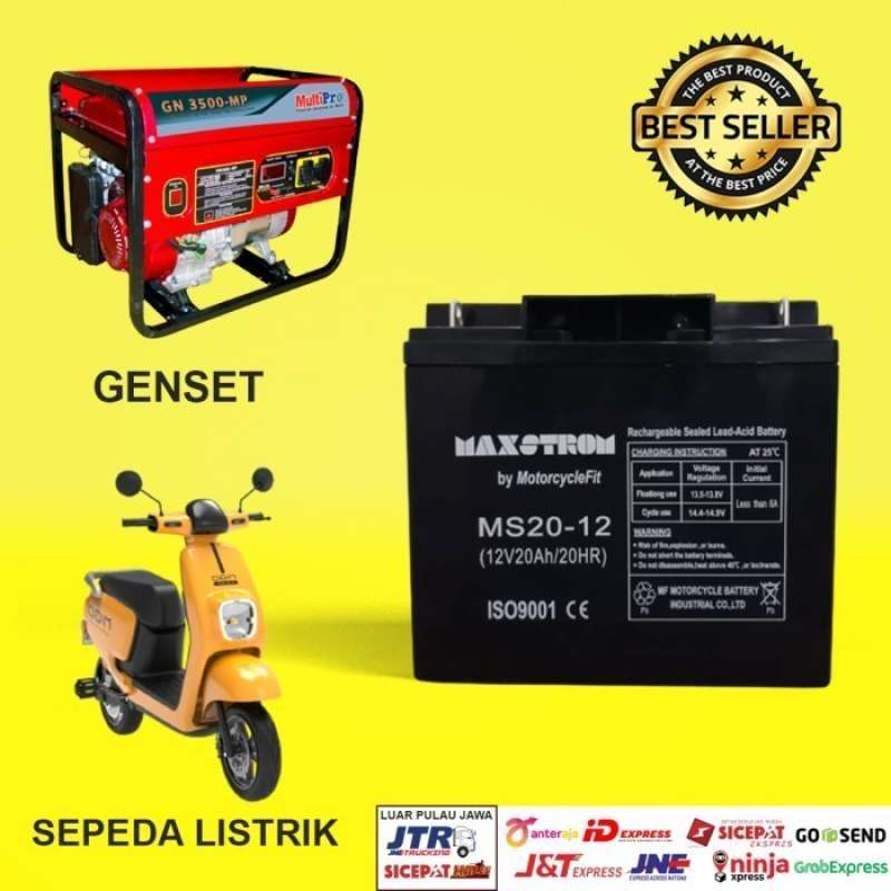 Promo Terbaik Aki Sepeda Listrik 12v 20ah Aki Vrla Maxstrom Ms20-12