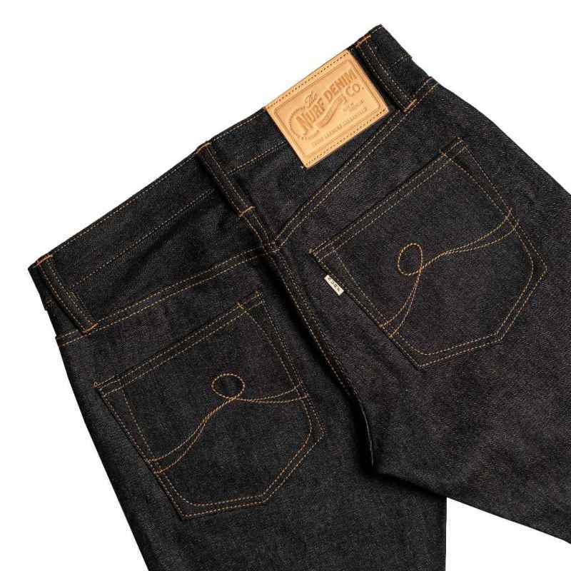 Nurf Denim SAHIKI 14oz Black Indigo Denim Selvedge Slim Straight