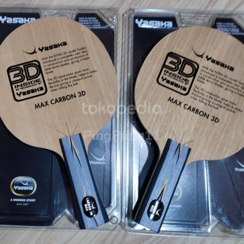 Lama Da Ping Pong Yasaka Max Carbon 3D - 7 Strati Legno + Carbonio, Super Veloce, Maniglia Dritta
