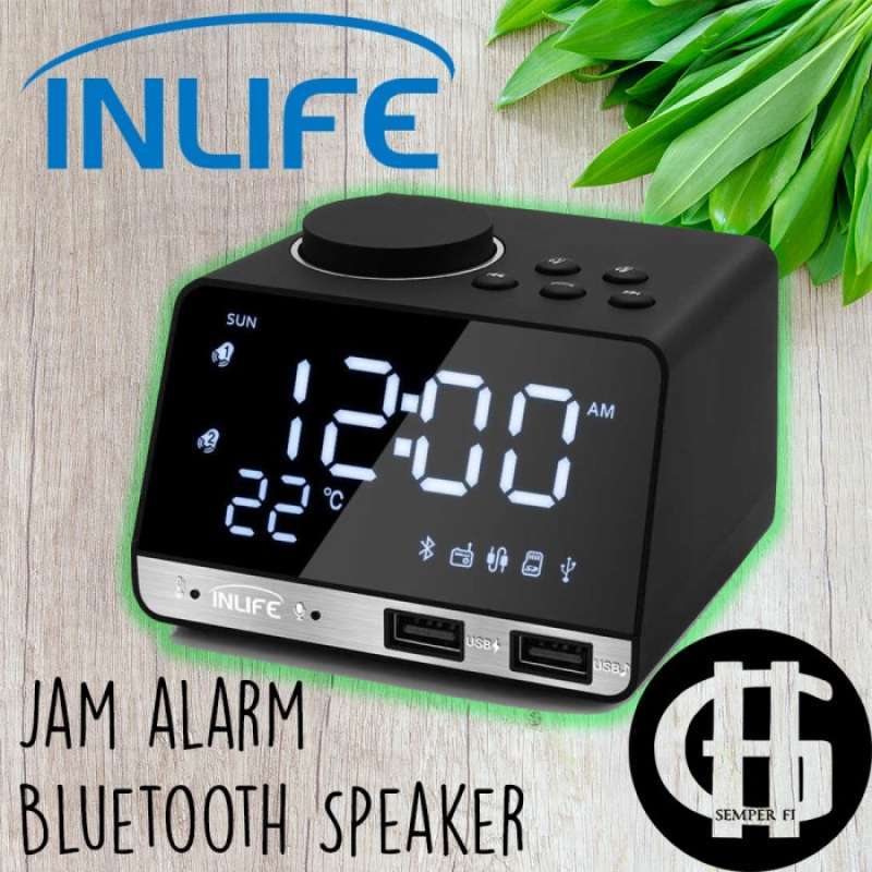 Promo Inlife Jam Meja Bluetooth Speaker Alarm Clock Radio Usb Charge