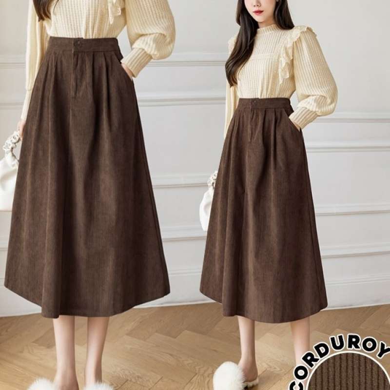 Corduroy rok midi hot sale