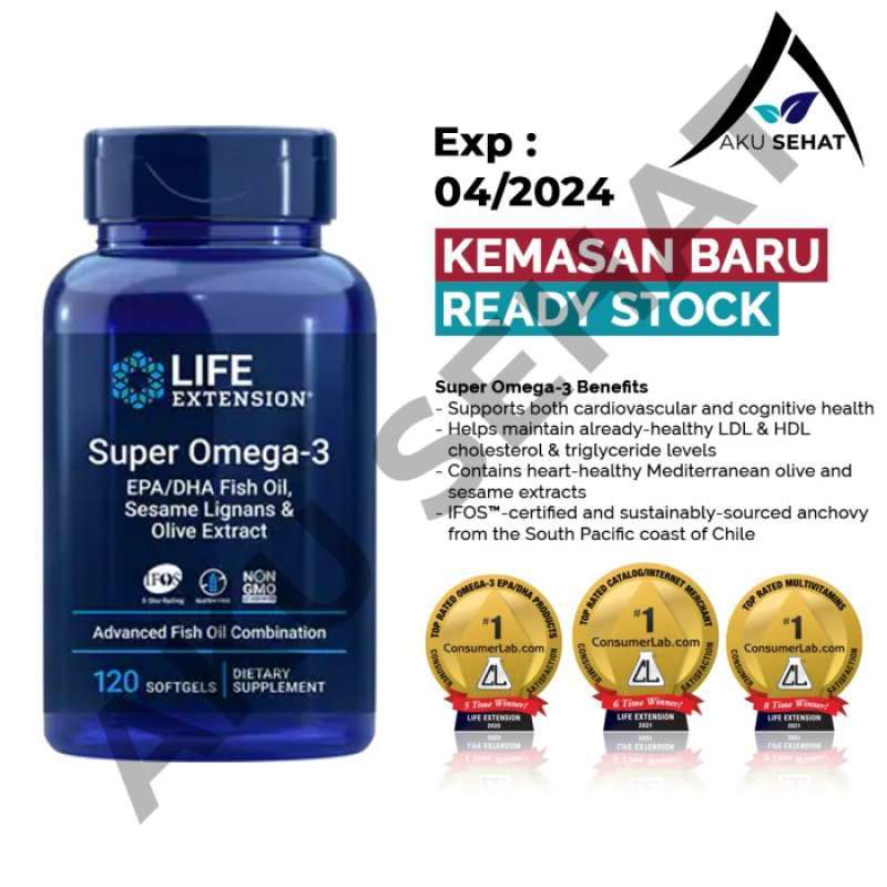 Promo Life Extension Super Omega-3 Epa/dha Fish Oil 120 Softgel ...